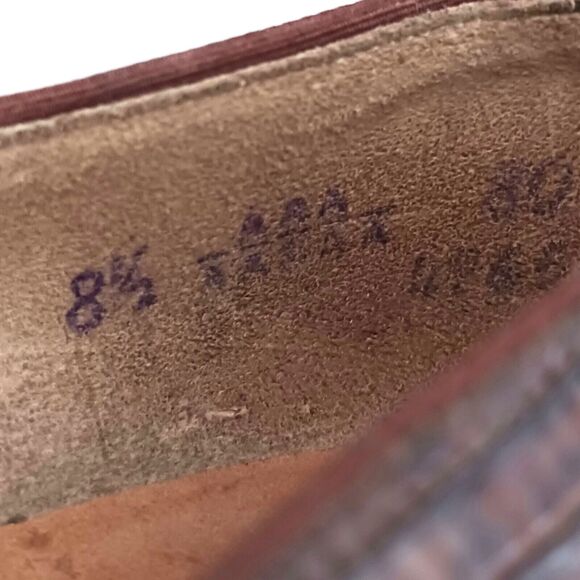 VTG 50s Natural Bridge Genuine Lizard Brown Leather Pump Sz 8.5 Narrow - Picture 9 of 11